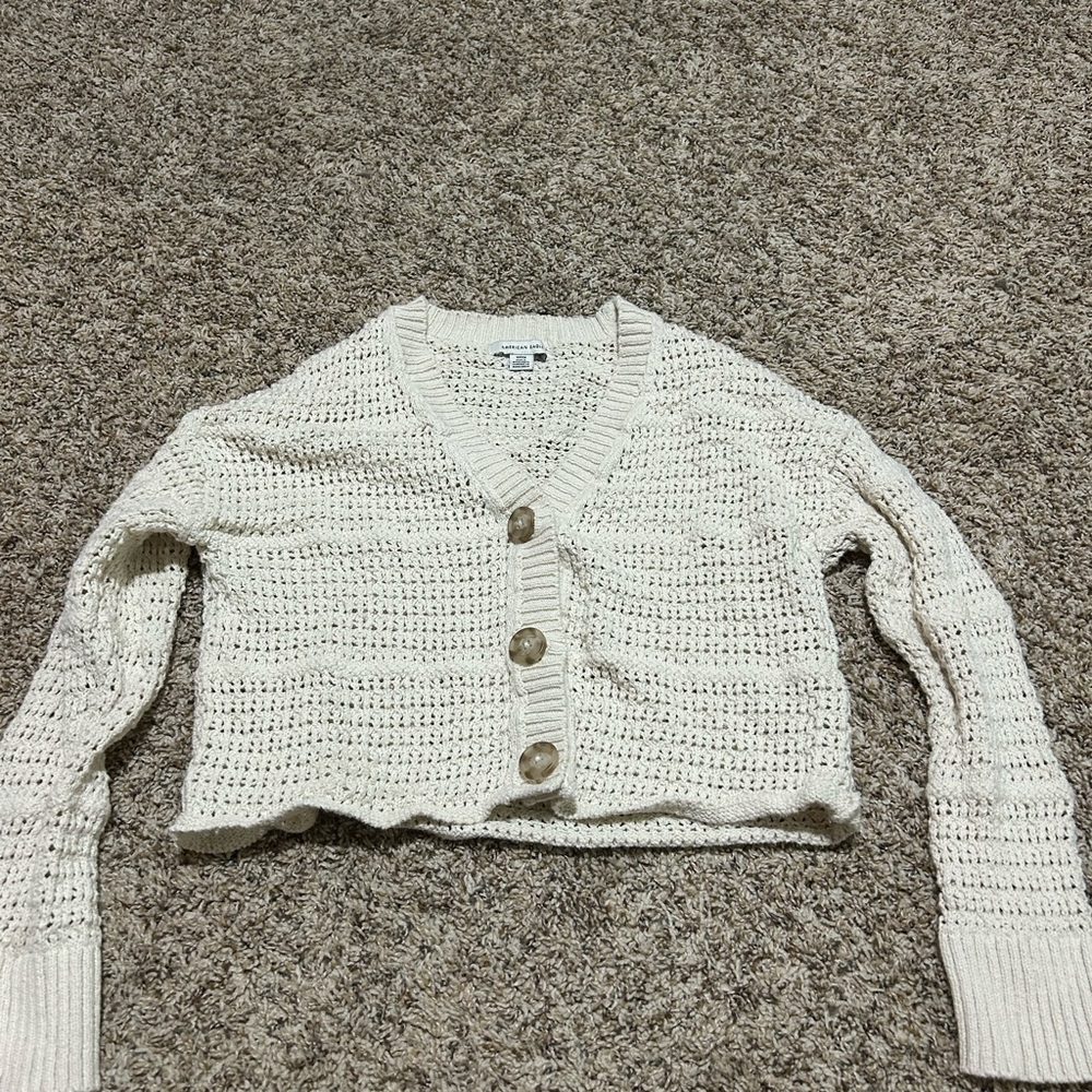 American Eagle Outfitters Cream Knit Cardigan